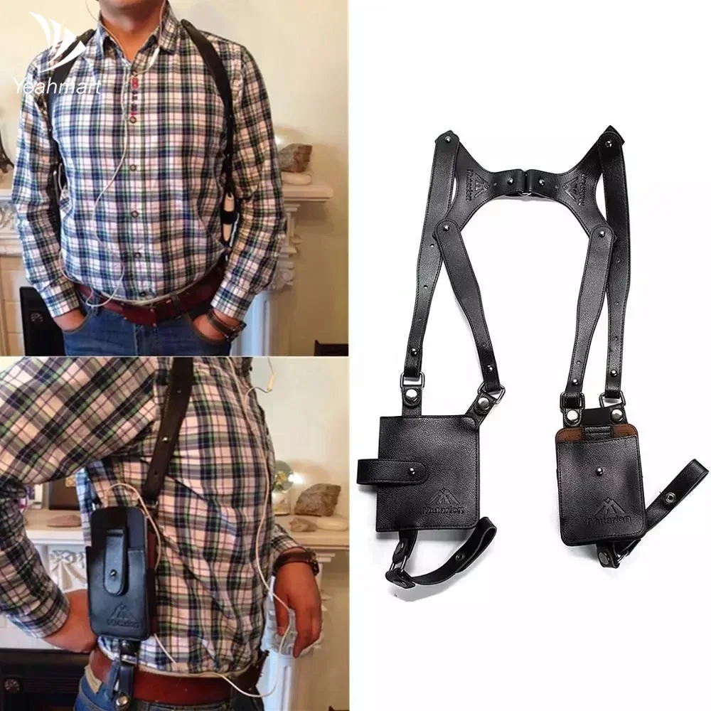 Bolso antirrobo de cuero genuino portátil para hombre, funda oculta para las axilas, funda para teléfono, billetera para tarjetas, llavero de bolsillo, accesorios de viaje