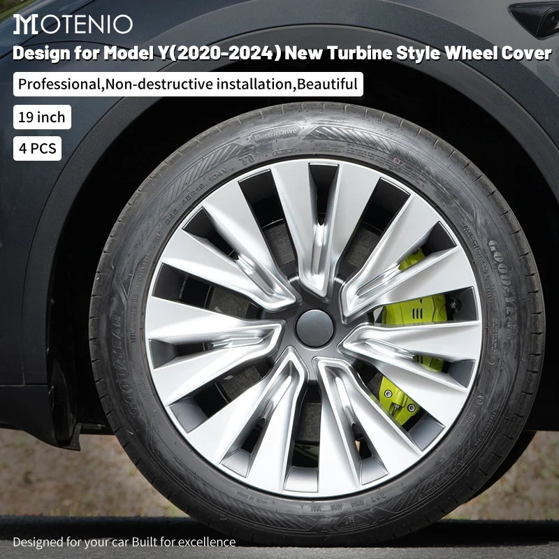 4 pièces pour Tesla modèle Y 2020-2024 capuchons de roue 19 pouces couverture de roue Performance remplacement capuchon de moyeu de roue accessoires de couverture de jante complète