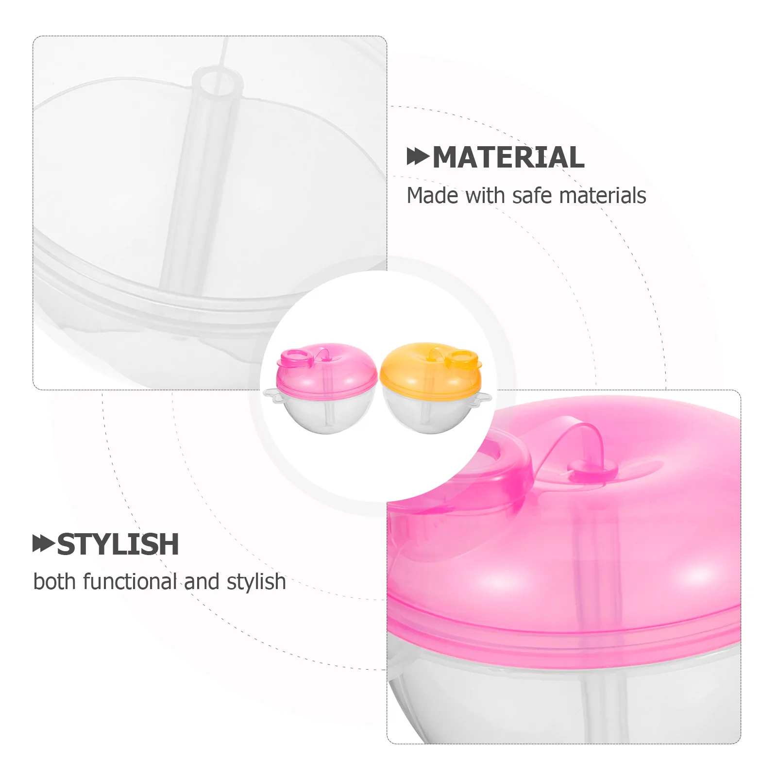 

2 pcs Formula Dispenser Milk Powder Box Storage Container Pink Yellow 3 Compartments Portable Food Case Feeding