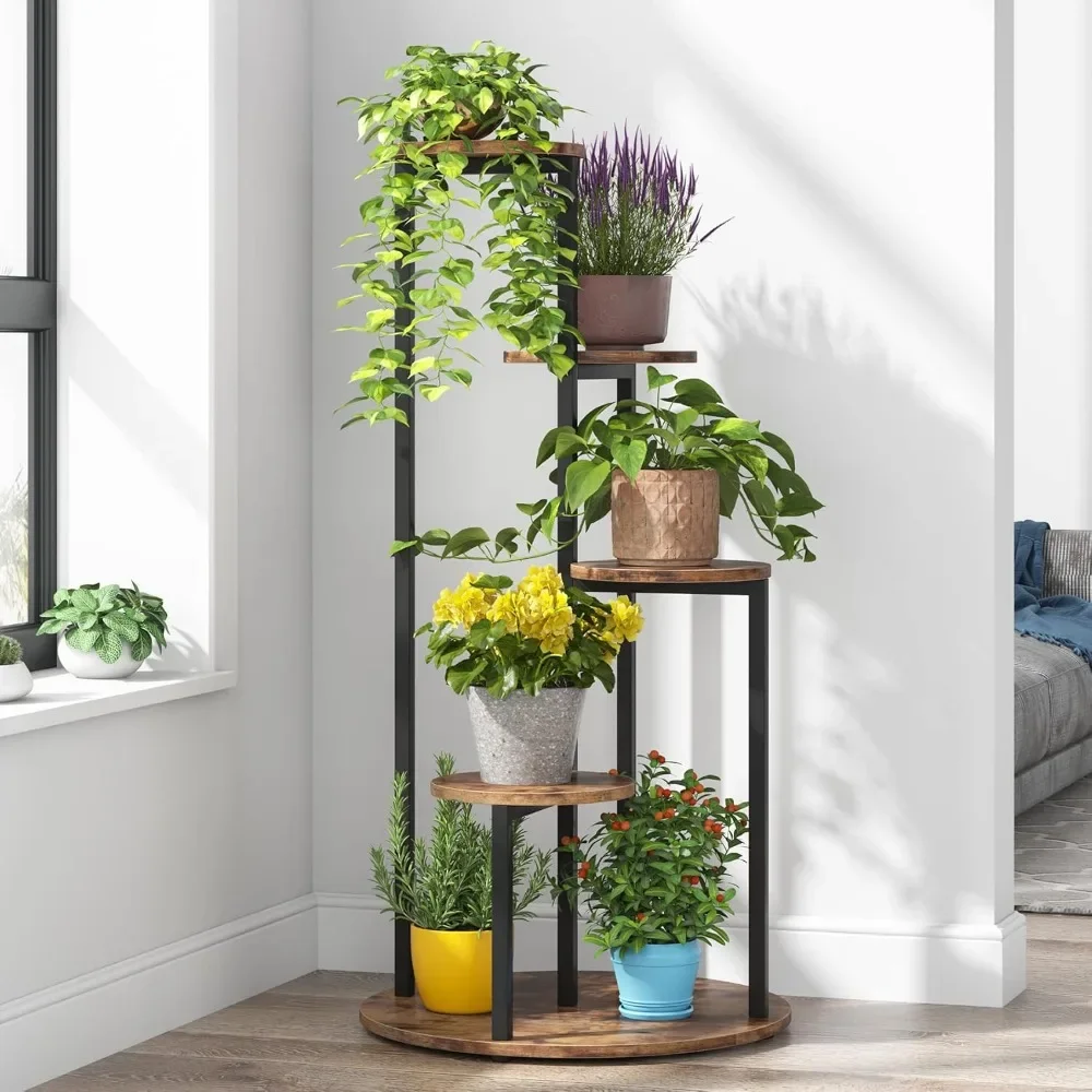 

4-Tier Tall Corner Plant Stand Indoor with Metal Frame, Multiple Potted Plants, Plant Shelf Holders
