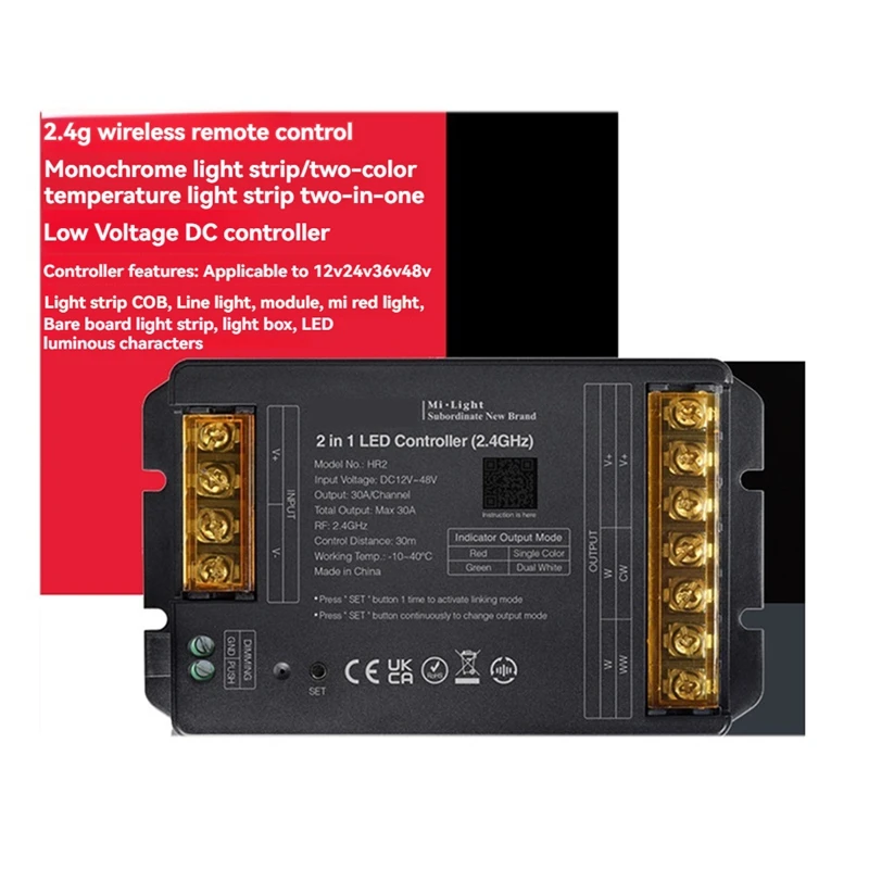 Controller LED 2IN1 Controller 2.4Gwifi+RF Corrente grande Max 30A per striscia LED monocolore/doppio bianco/RGB/RGBW/RGB/CCT