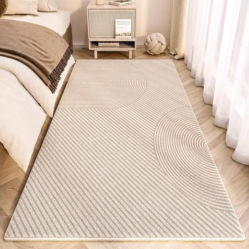 VIKAMA Geometric Lines Anti Slip Washable Area Carpet Soft Fluffy Long Foot Mat, Bedroom Bedside Corridor Home Decoration
