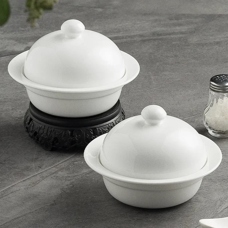 Pottery stewed bird's nest waterproof stewed pot home steamed egg bowl soup cup hotel restaurant