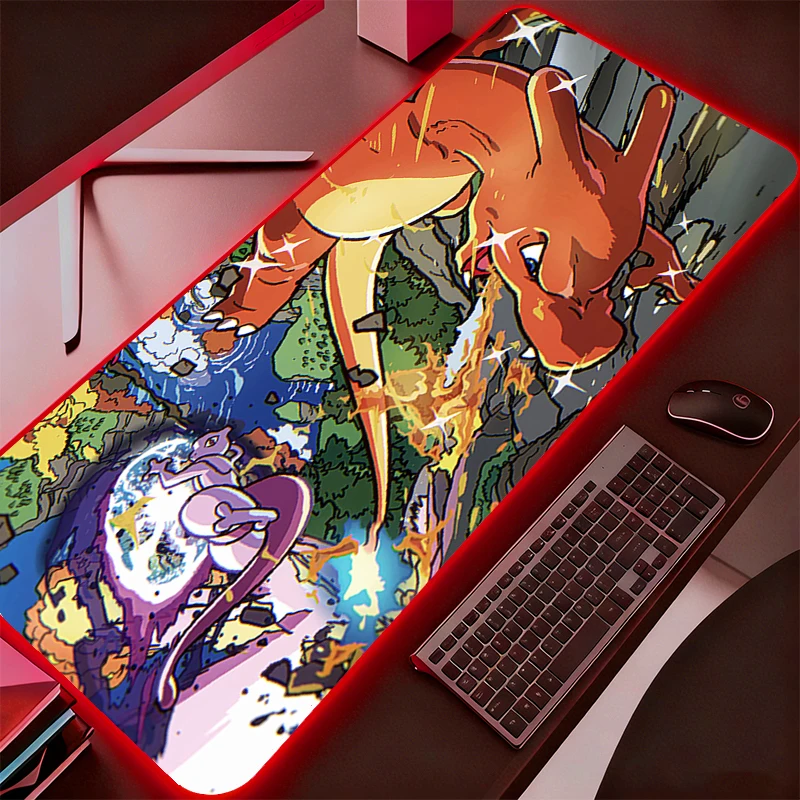 rgb-マウスパッドポケモンピカチュウバックライトゲームアクセサリーコンピュータスピードミニ-pc-ゲーマーキーボード-led-デスクマットマウスパッド