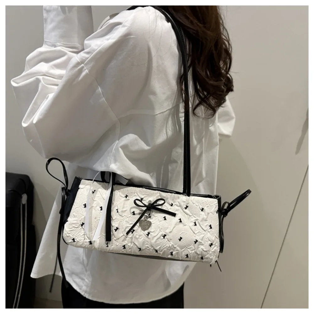 Elegante Damenhandtasche mit koreanischer Schleifendekoration, Nischenstil, PU-Material, quadratische Tasche, Reißverschluss, Unterarmtasche, für den Alltag. – Detail 6