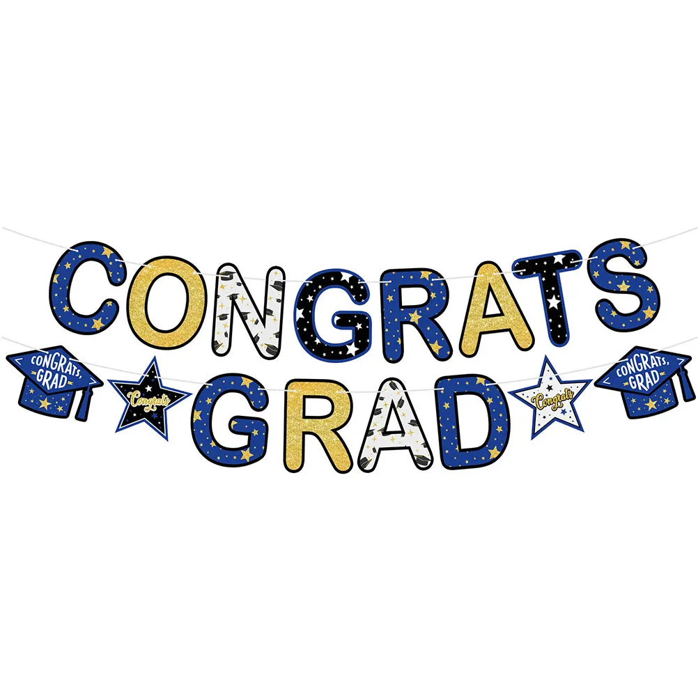 

1Set Graduation Banner Party Decoration Hanging Paper Banner Graduation Cap Congrats Grad Celebration Supplies