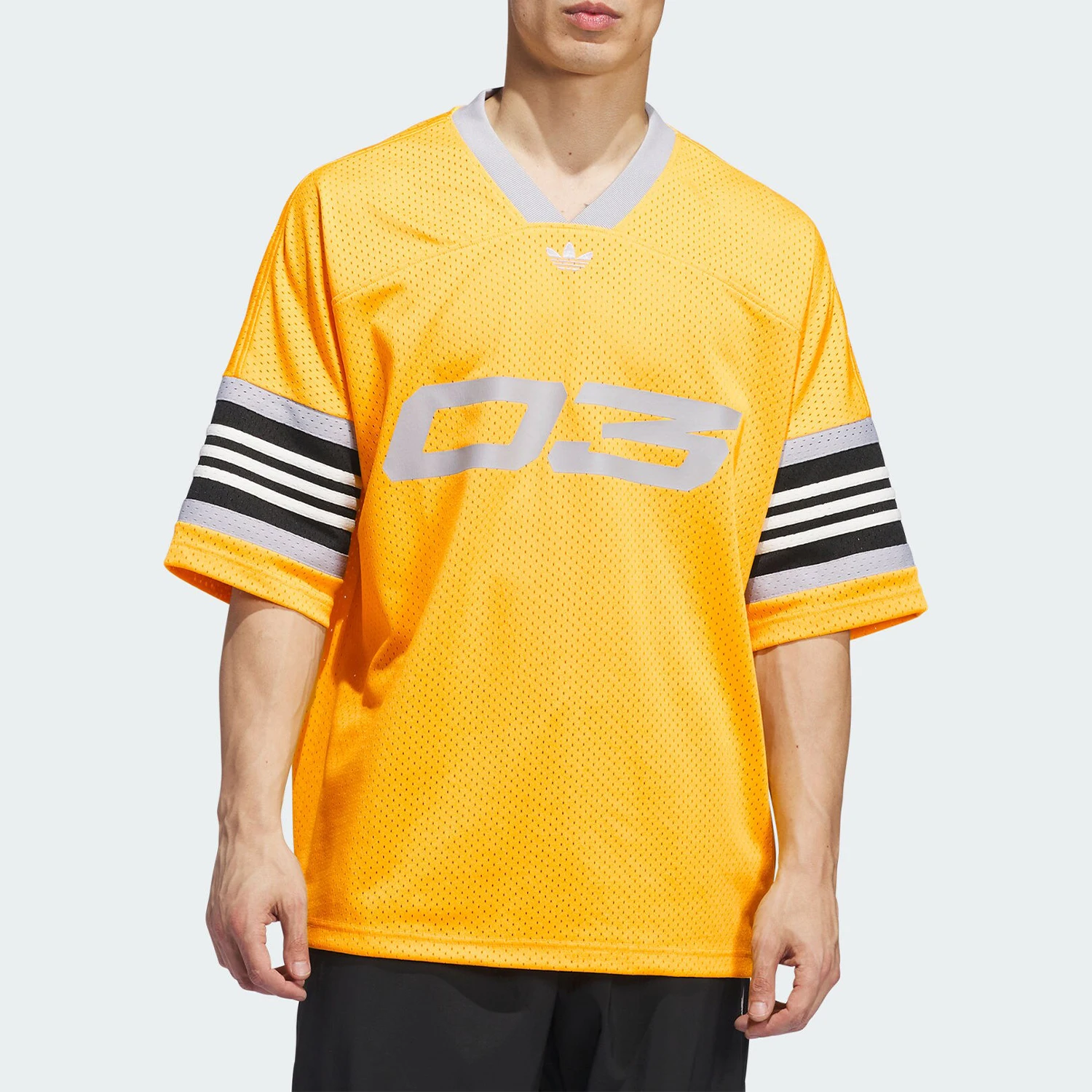 Adidas genuine clover men's and women's V-neck breathable football sports short sleeved shirt IY7390