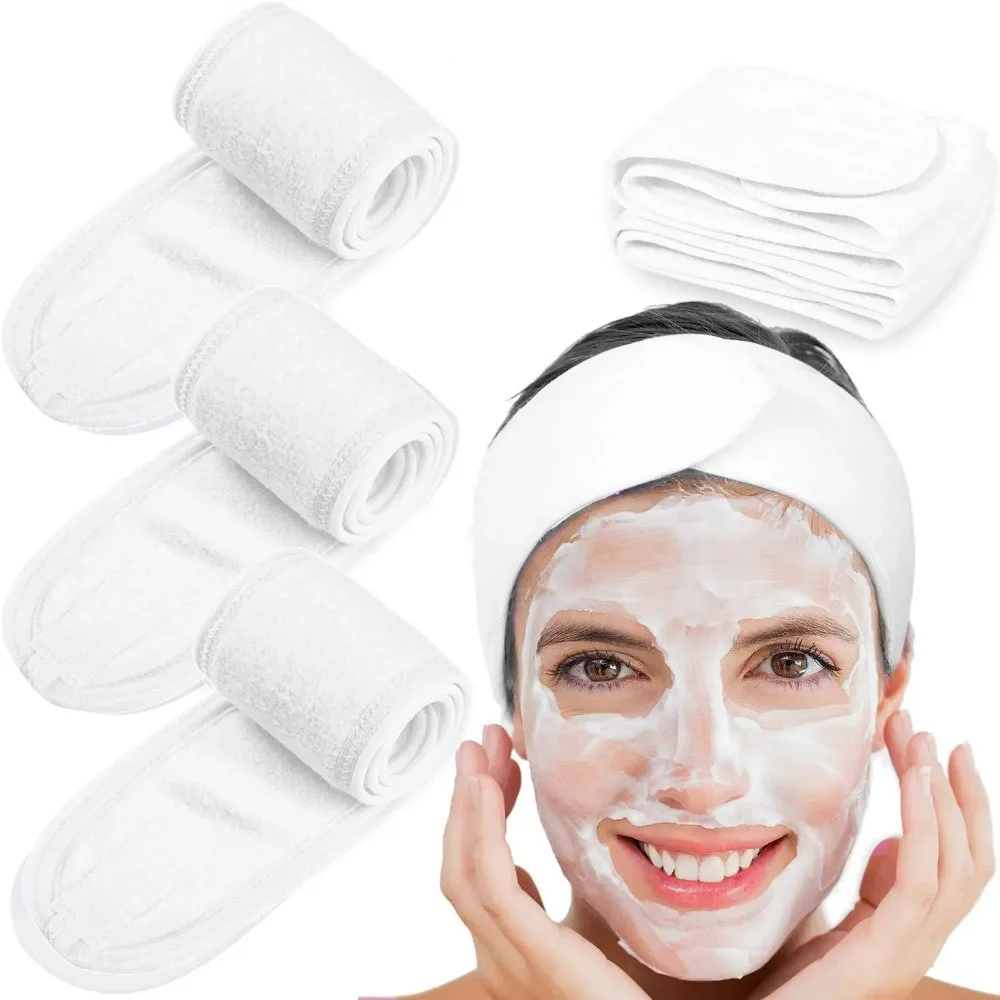 2 pçs toalha macia acessórios para o cabelo meninas headbands para lavagem do rosto banho maquiagem faixa de cabelo feminino ajustável spa facial bandana