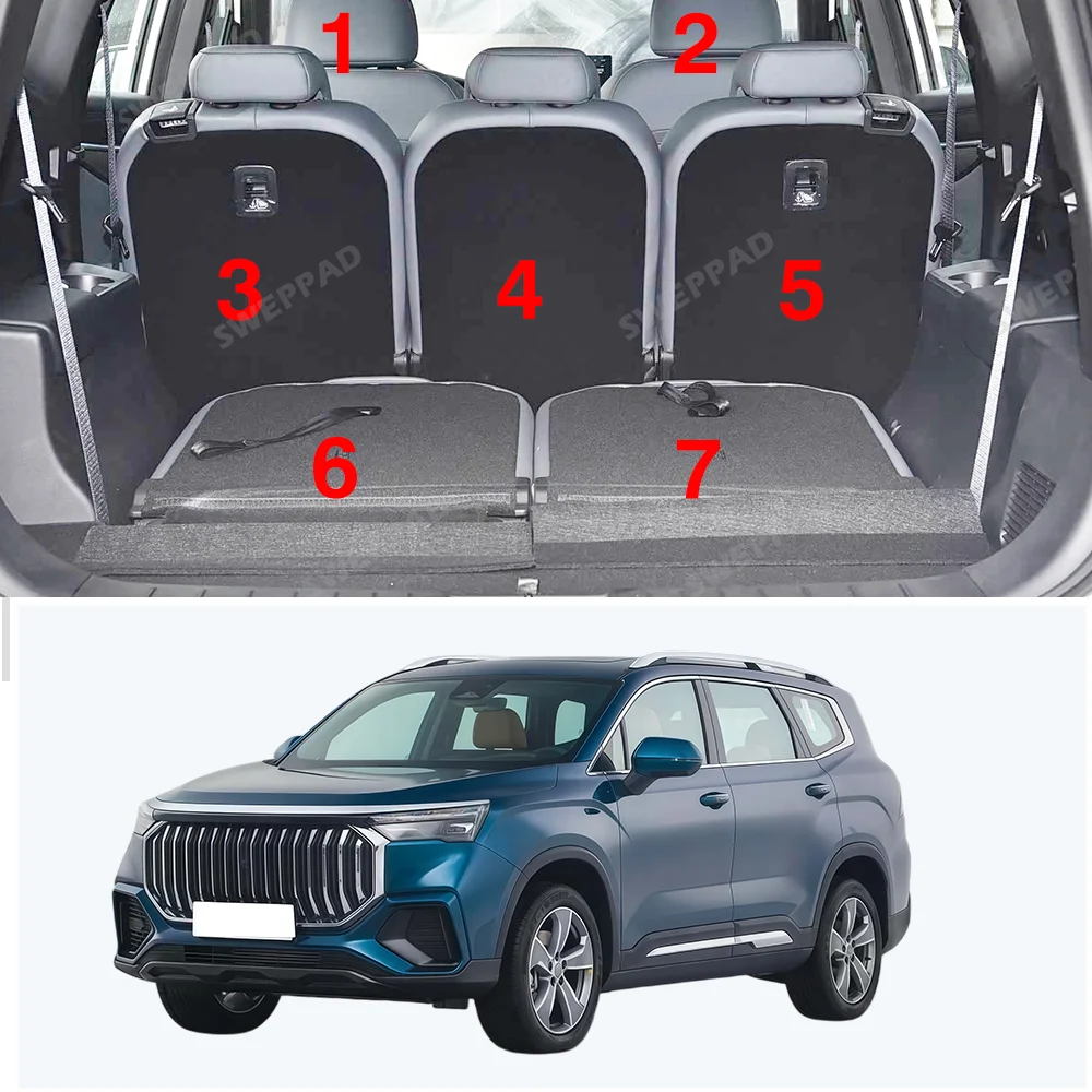Car Floor Mats For Geely Okavango L (7-Seat) 2023-2026 Trunk mat Cargo Liner Protection Carpet Custom Floor Liners Accessories