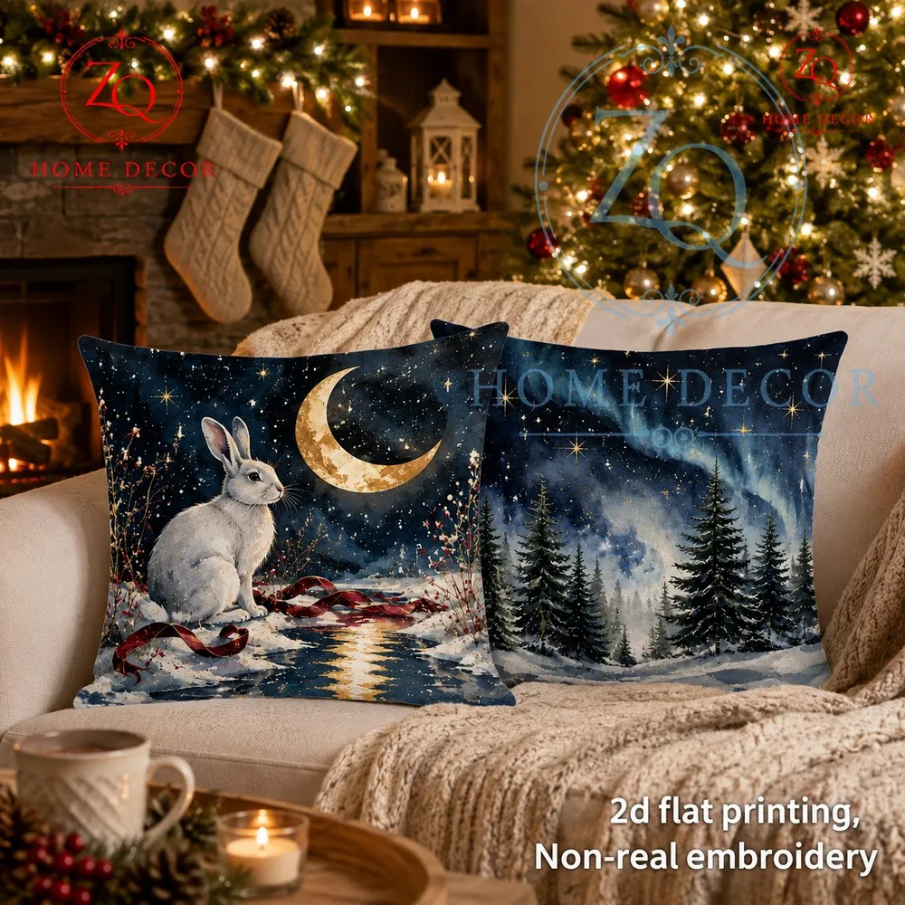 Dark est Aurora Pine  Snow Pillowcase Tranquil Winter mosphere Christmas Home Decor Pillowcase
