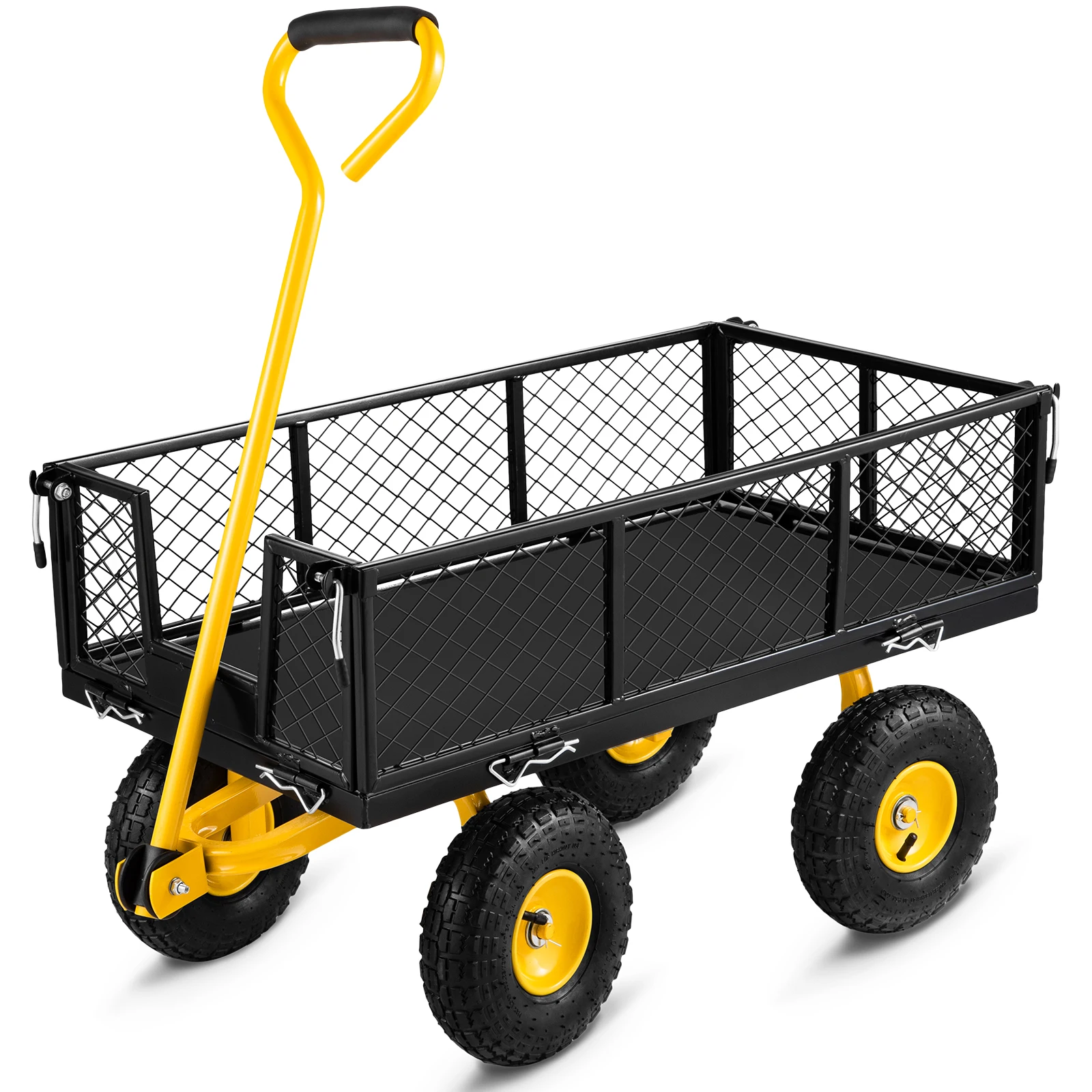 VEVOR Steel Garden Cart Heavy Duty 500/900/1200/1400lbs Capacity with Removable Mesh Sides to Convert into Flatbed Metal Wagon