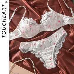 Toucheart Sexy Underwear Intimate Push Up Bra Exotic Sets Bra Set Lace Panties for Women Mesh Patchwork Sexy Lingerie Suit Women