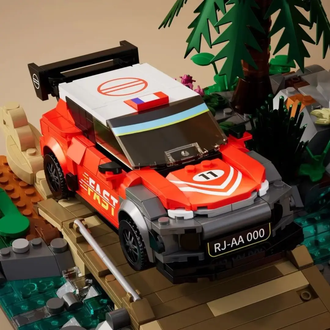 3 IN 1 Technical Racing Champion Sports Car Building Blocks City Rally Racing Runway Scene Assembly Brick Toy for Kid Adult Gift