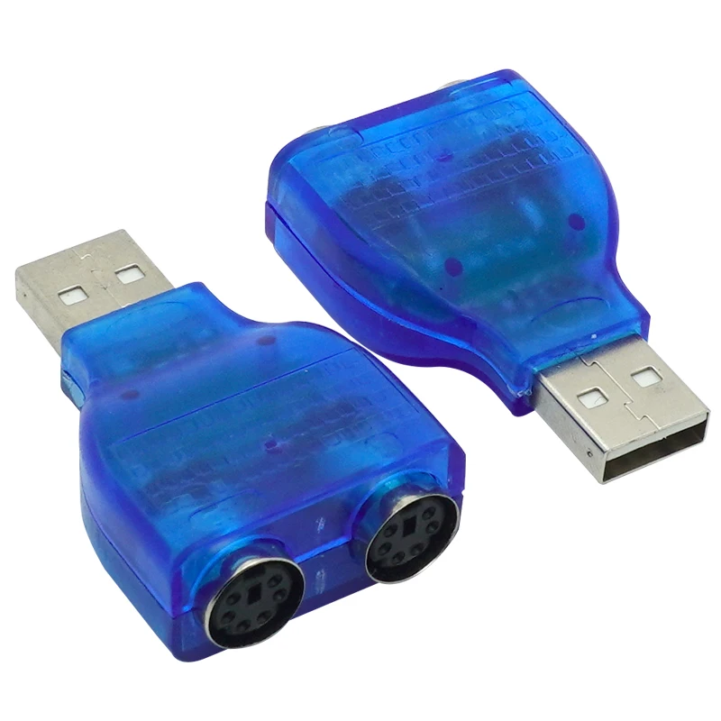 Adaptador de teclado de ratón pequeño y delgado USB 2,0 A macho A 2 puertos PS/2 PS2 hembra Dongle