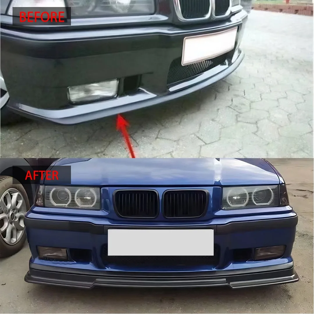 Диффузор переднего бампера, спойлер-накладка для BMW 3 серии M3 E36 1992-1999, глянцевый черный, аксессуары для тюнинга, сплиттер