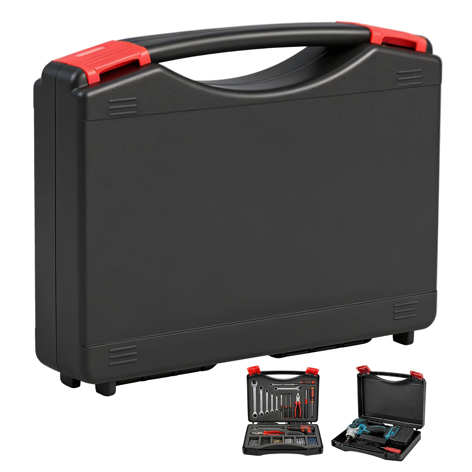Small Hard Case Bag Portable Plastic Tool Storage Box with Dual Latch Shatterproof Hard Carrying Case for Household Workshop Car