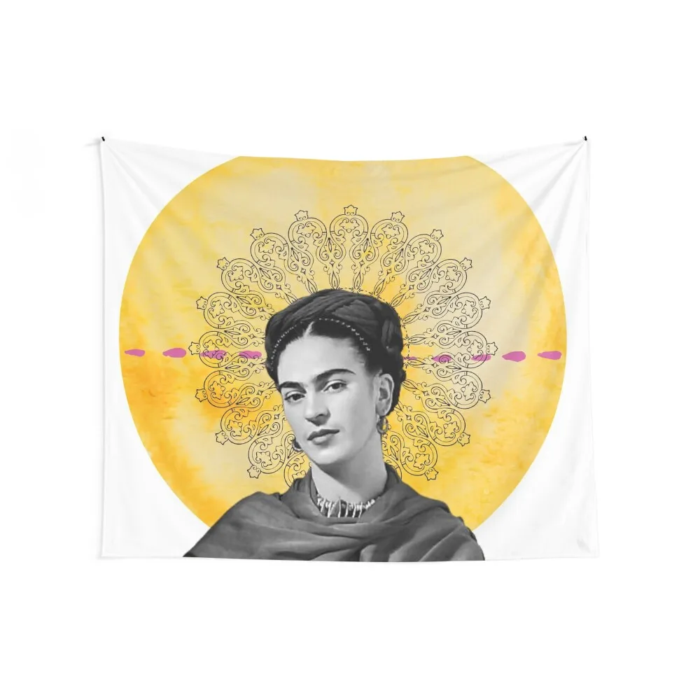 Frida Kahlo, watercolor flowers, color, black and white Tapestry Room Decore Aesthetic Custom Tapestry