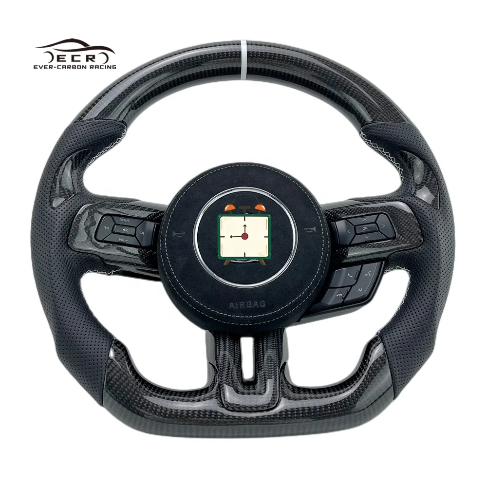 Ever-Carbon Racing ECR Private Custom Flat Bottom Carbon Fiber Steering Wheel for Ford Mustang 2022