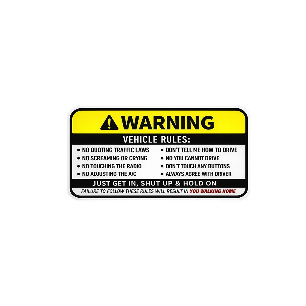 2PCs 5x3inch Funny Vehicle Rules Vinyl Sticker, Waterproof Decal for Car Truck Bumper Window Decor