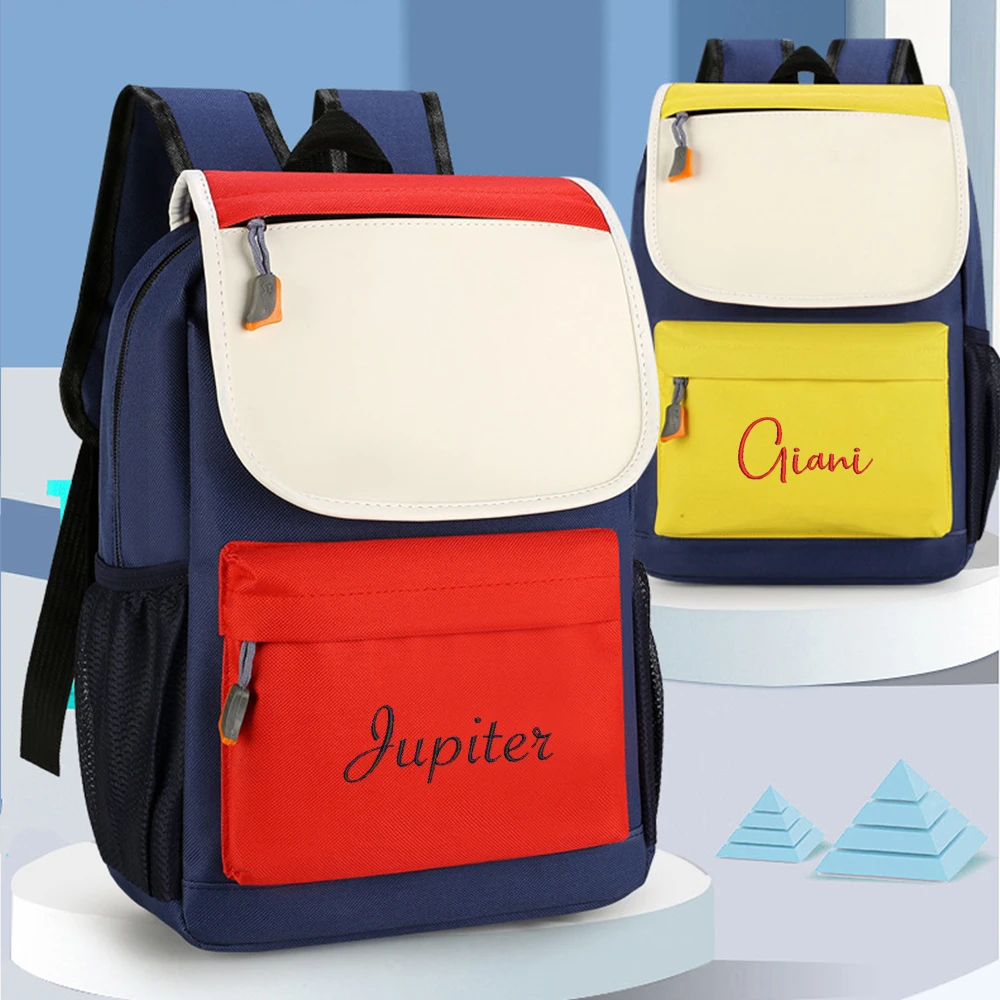 

Personalized Splicing Fashion Lightweight Backpack, School Travel Backpack, Embroidered Kindergarten Backpack with name Gift Bag