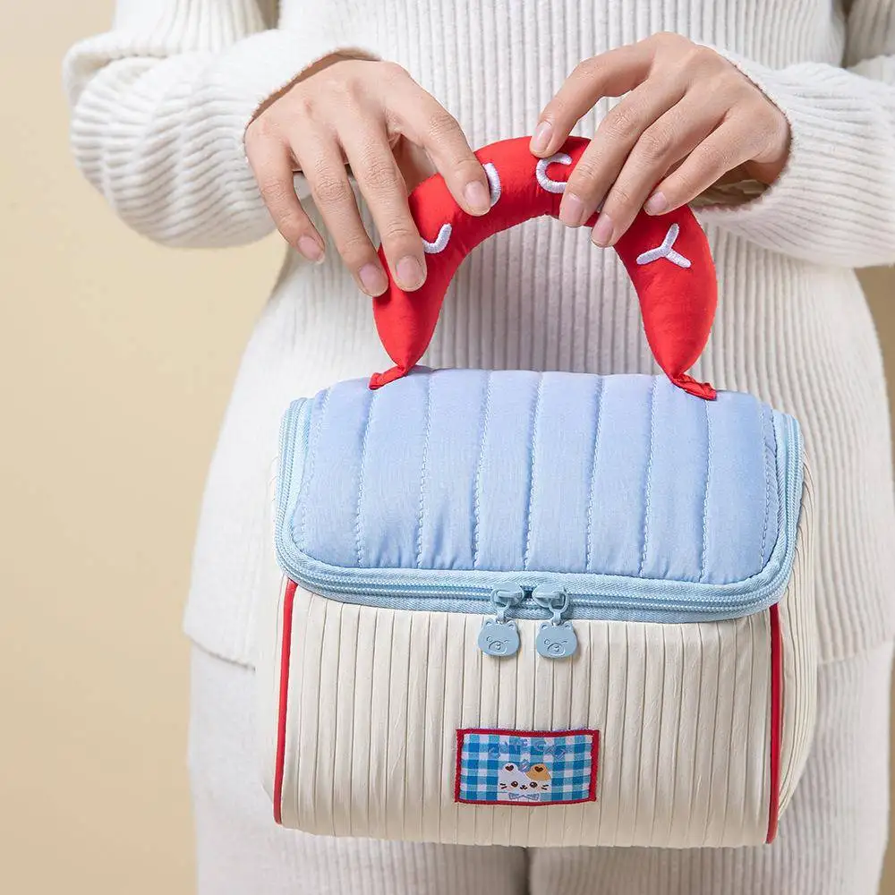 

Adorable House Shaped Large Capacity Portable Makeup Bag Soft Cute Girl's Storage Bag Polyester Material Family Storage Tools