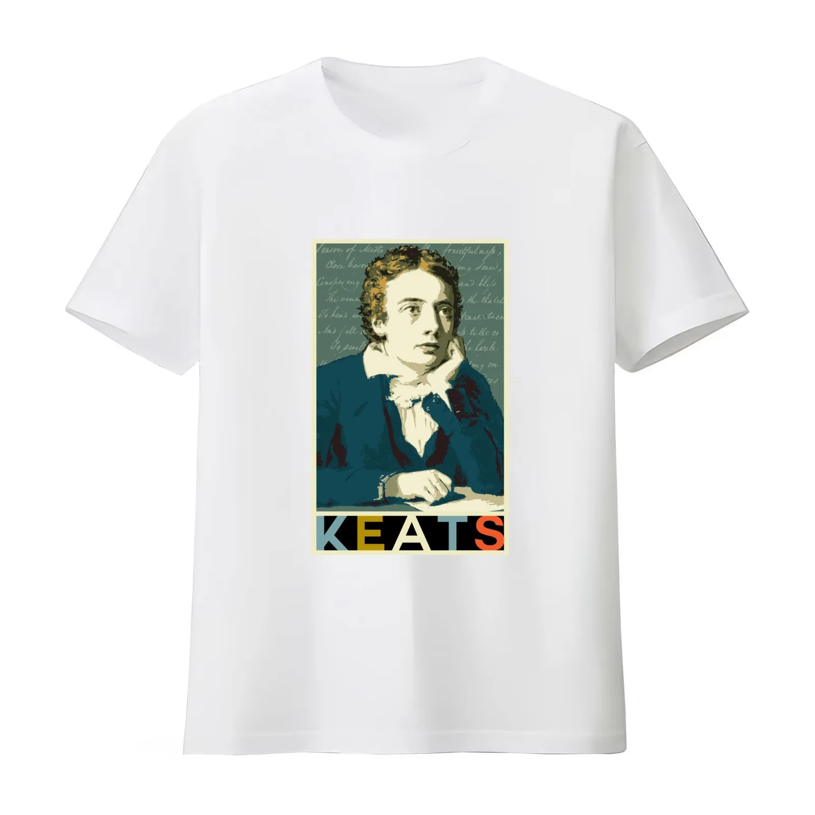 John Keats T-Shirt Summer Casual Cotton Tee Oversized Streetwear Tops Vintage Graphic Print Loose Fit Short Sleeve