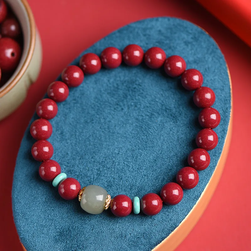 Fidelity Purple Gold Bracelet Hetian Jade Bracelet Jasper Men and Women Couple Ancient Style Beads Bracelet image 6