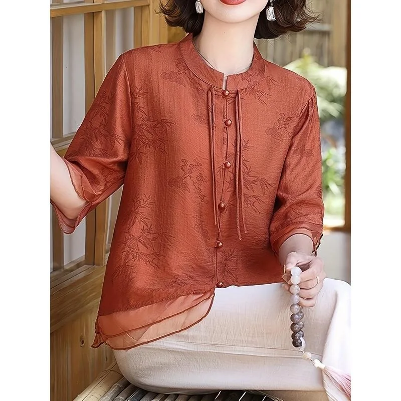 

Fashionable TwoPiece Set G 49178 Traditional Chinese Style Women's Shirt Spring 2026 NonDeformable Other Material 100%