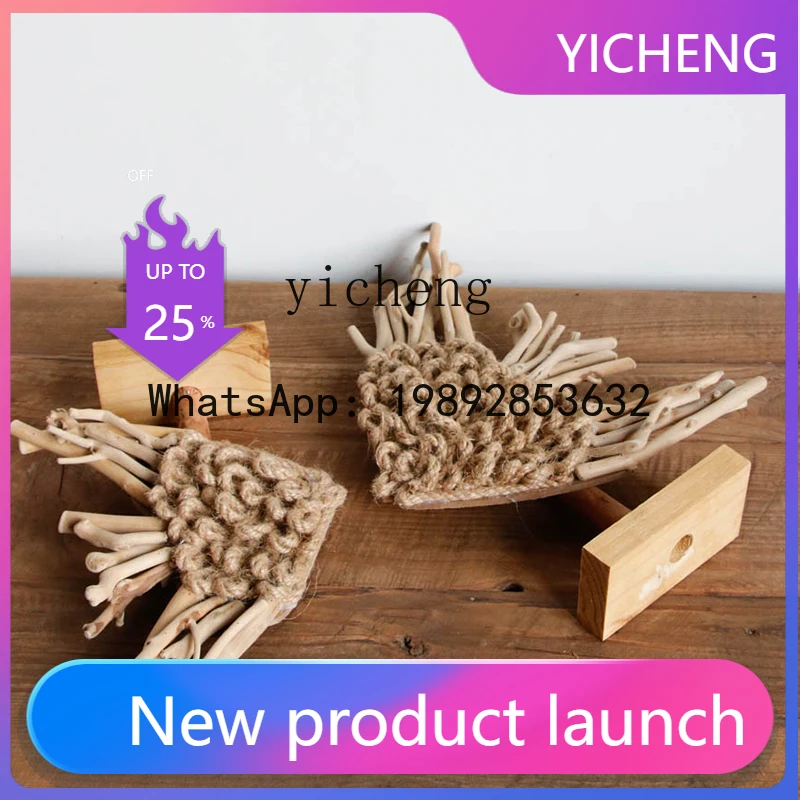 X1  Wooden Hemp Rope Fish Desktop Decoration Ornament Homestay Entrance Wabi-Sabi Style Home Decor
