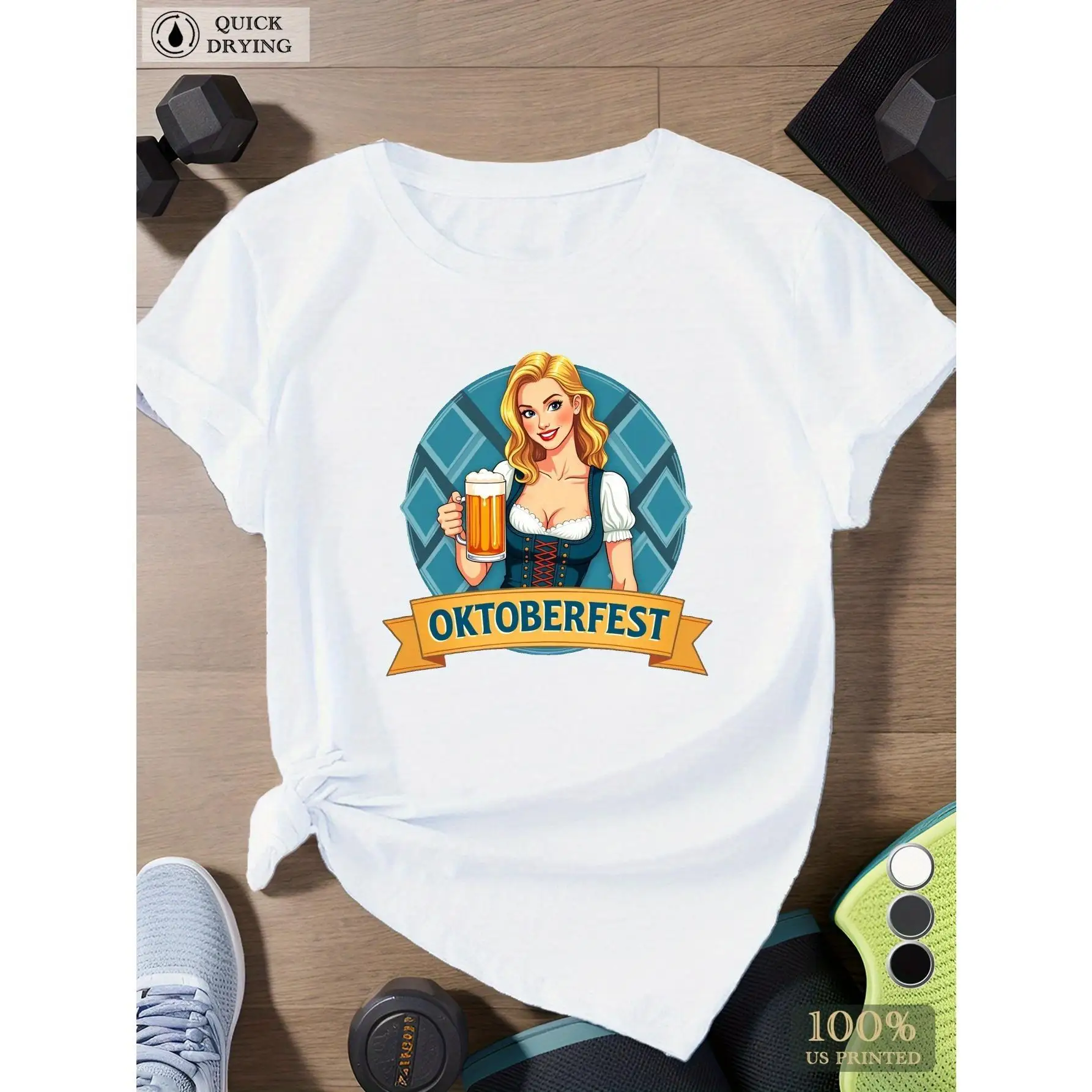 

Unisex Oktoberfest T-Shirt, Bavarian Dirndl Girl Beer Graphic Tee, German Festival Party Outfit for Men and Women