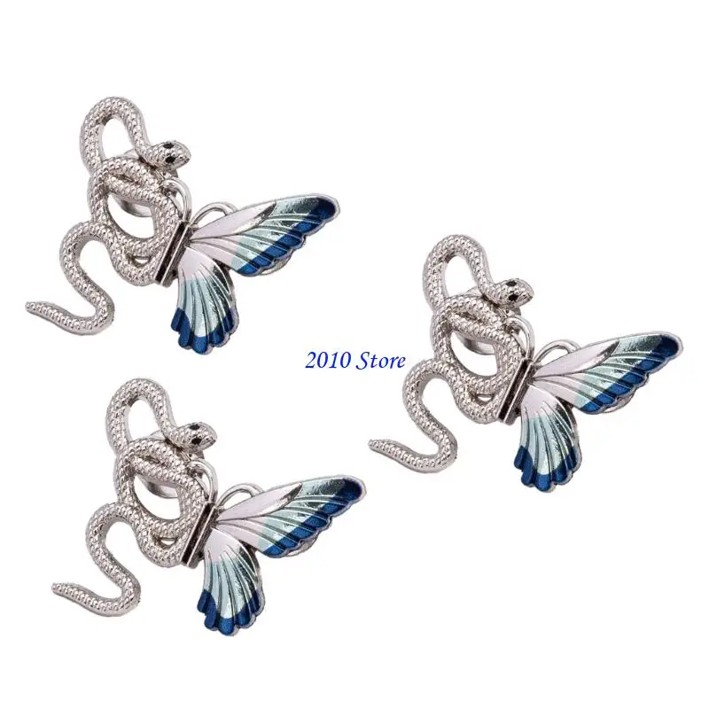 F3MF Snake Butterfly Design Waist Fitness Pin 3Pcs Waist Adjusting Reducers For Jeans And Trousers Women Clothing Decors