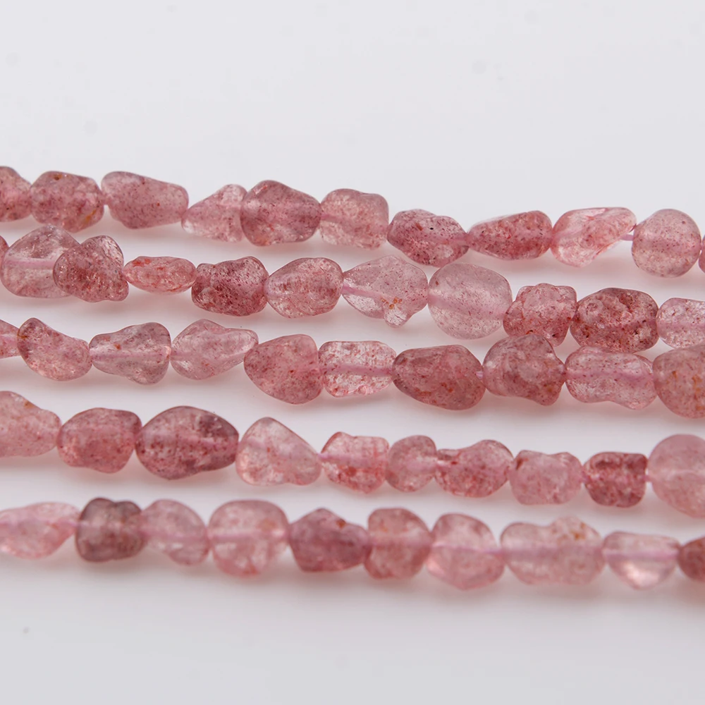 Natrural Strawberry Quartz tidak teratur nutgts Beads roight ukuran 6x8mm,DIY gelang/kalung untuk membuat perhiasan