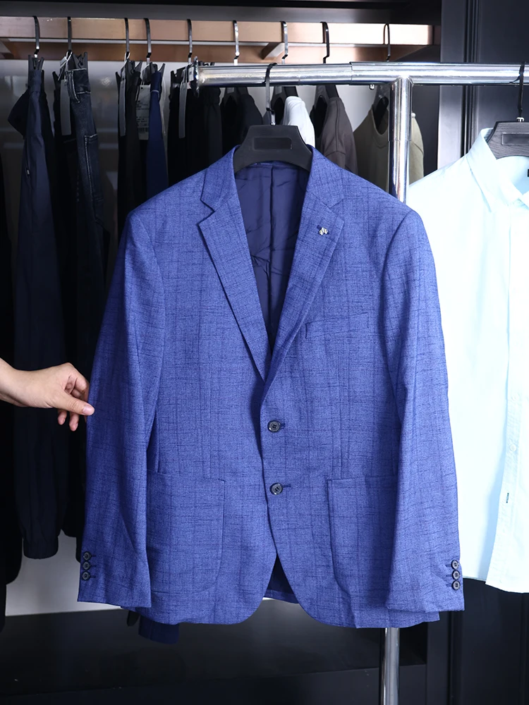 

Homesi Повседневный мужской костюм, простой костюм с плоскими лацканами, весна-осень, легкий эластичный костюм-стойка, подходит для Faion Urban Sle, длинный слэ...