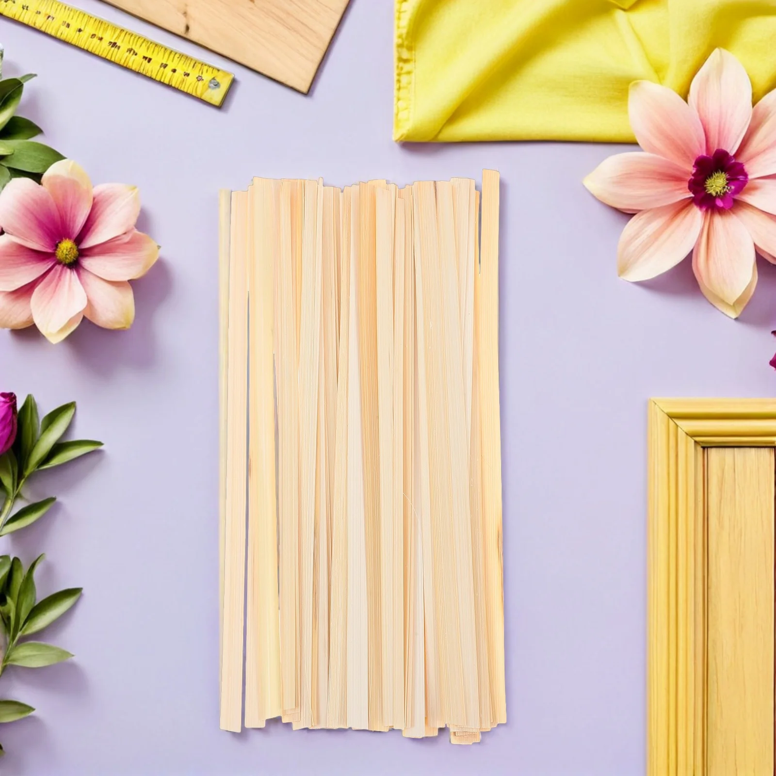 50 قطعة من شرائط الخيزران للحرف اليدوية - مجموعة مسامير مسطحة مقاس 30 سم × 1.2 سم لمحبي اليد ذاتية الصنع ومشاريع فنية للديكور - #1