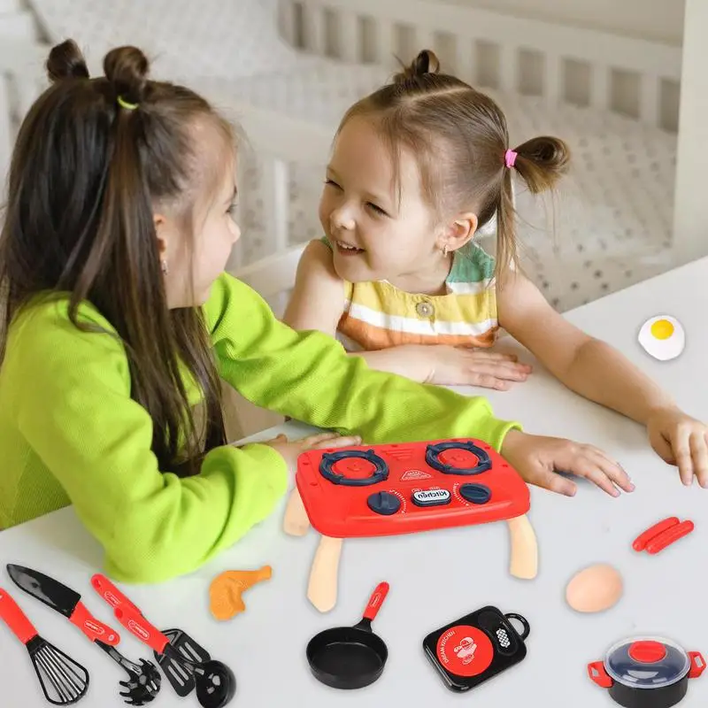 Juego de juguetes de cocina para niños, juego de simulación de Cocina eléctrica, juego de olla y sartén de coordinación mano-ojo para ejercicio temprano, 14