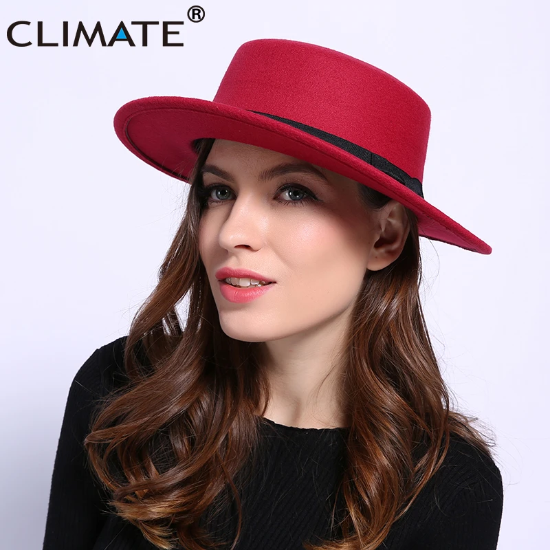 CLIMATE Women Jazz Fedora Hat Hats Fedora for Woman Cool Fedoras Cap New Fashion Jazz Cap Spring Polyester Woolen Cap Hat Fedora