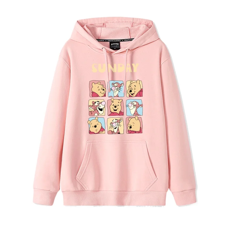 Cartoon Winnie the Pooh Moda semplice maglione da donna sciolto e confortevole con cappuccio versatile giacca maglione fidanzata coppia