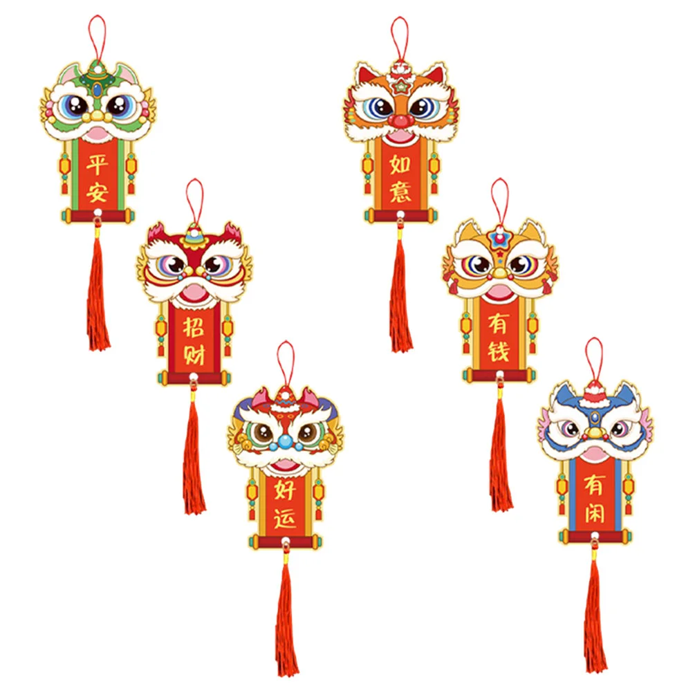 6 Pcs Vietnamese Pendant New Year Decorations 2024 Spring Festival Pendants Red Envelope Lion Head Paper Propitious