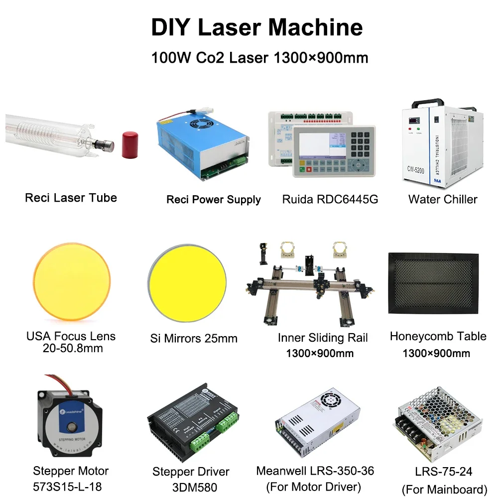 Mechaniczne części zamienne do lasera Co2 do majsterkowania Reci W4 Tube 100 w 1390 rozwiązanie maszyny CO2