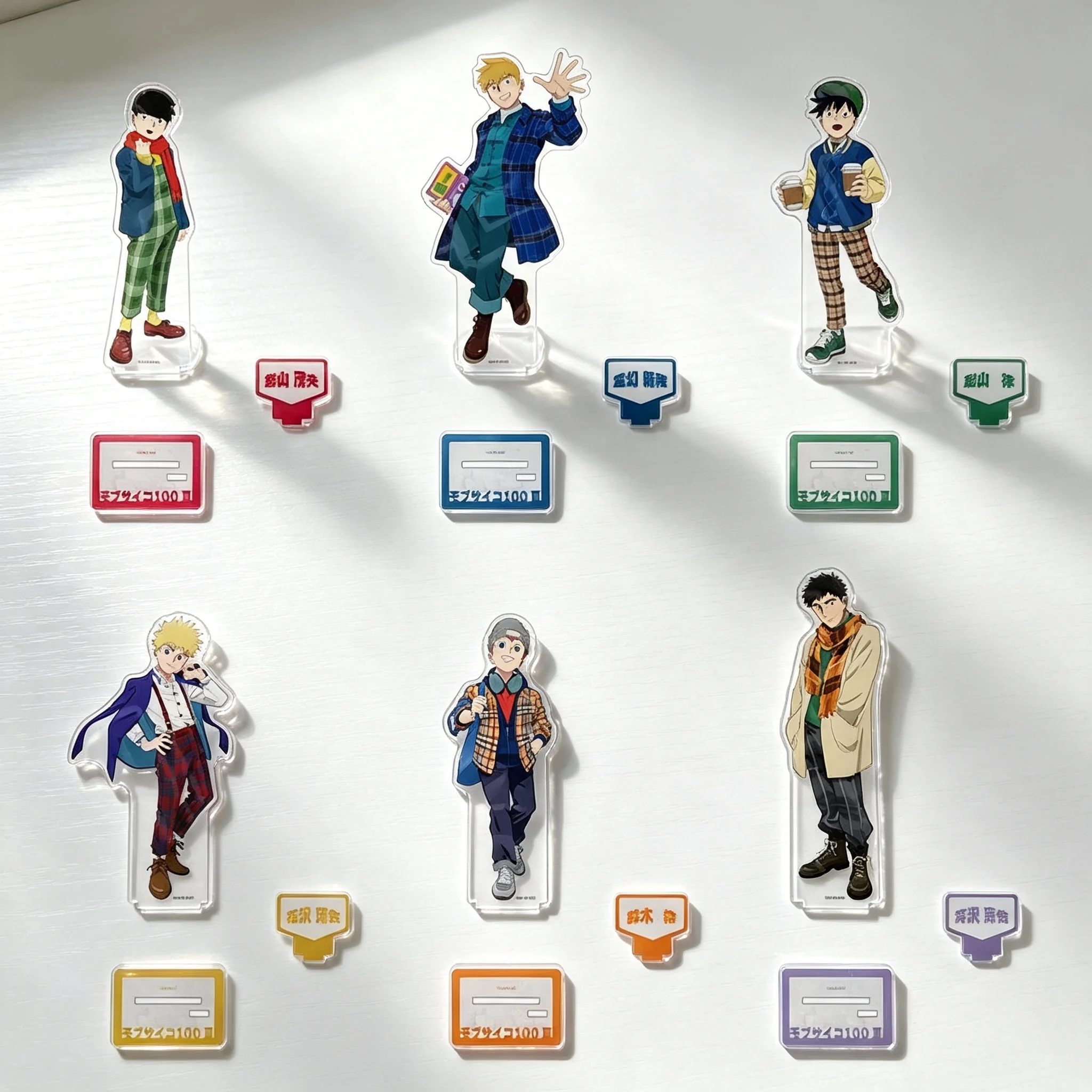 Anime Mob Psycho 100 Check Style Ver Shigeo Kageyama Acrylic Stand Model Plate Keychains Desktop Ornament