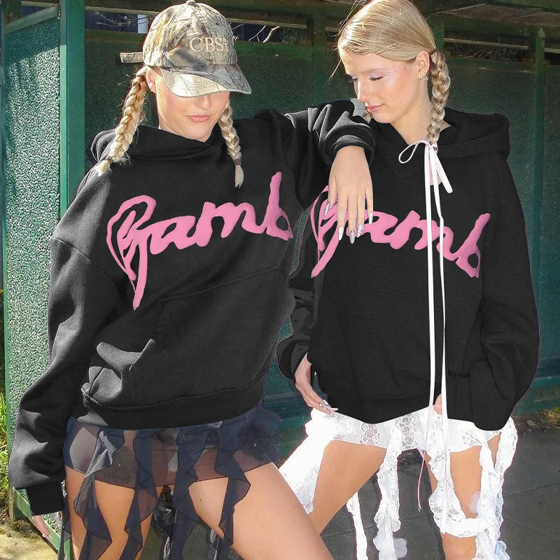 Women's Letter Printed Hoodies,casual Sports Style,streetwear Tops,2025