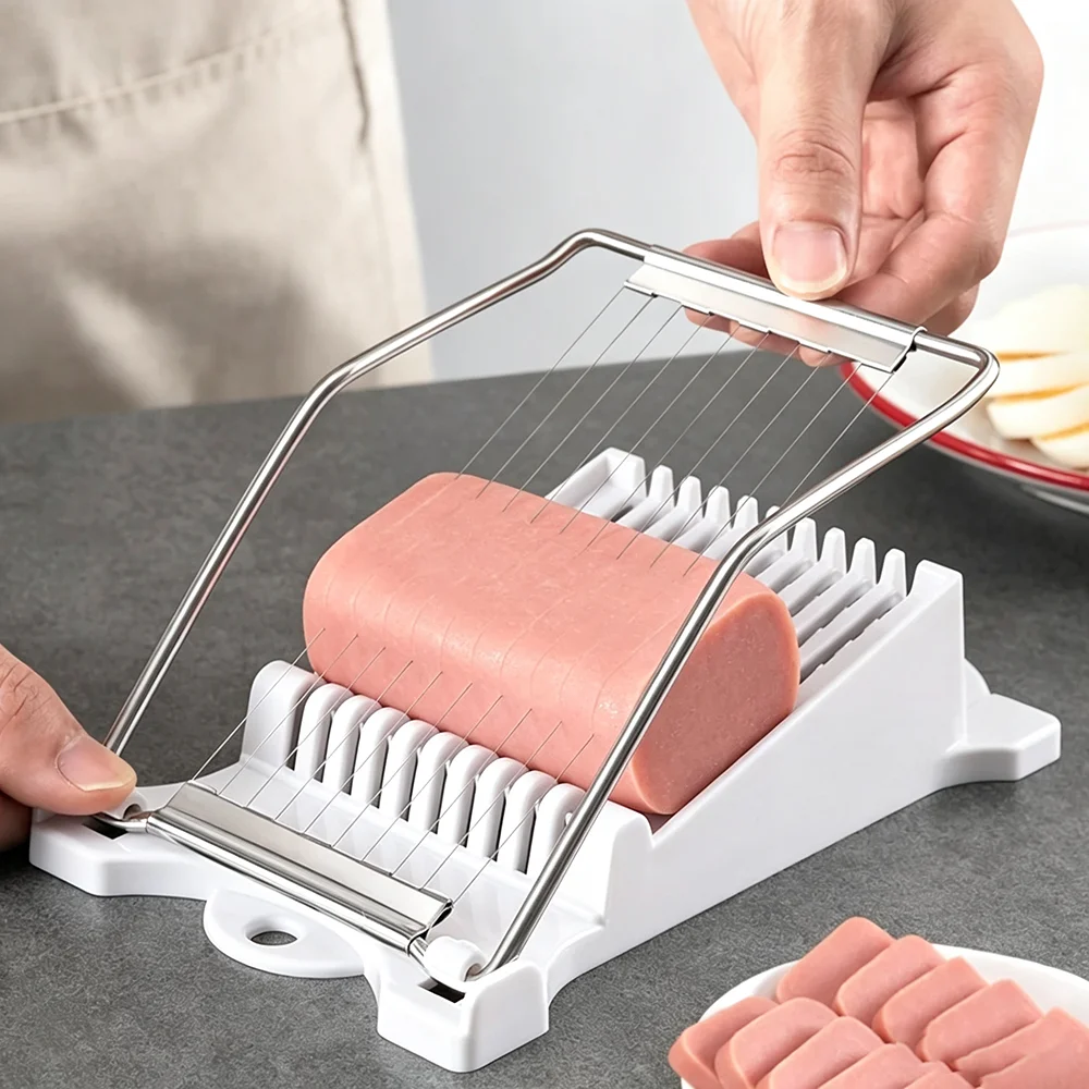 Stainless Steel Manual Slicer, Comes with 10 Slicing Wires- Adjustable Thickness, Suitable Block Cheese, Luncheon Meat, Bananas