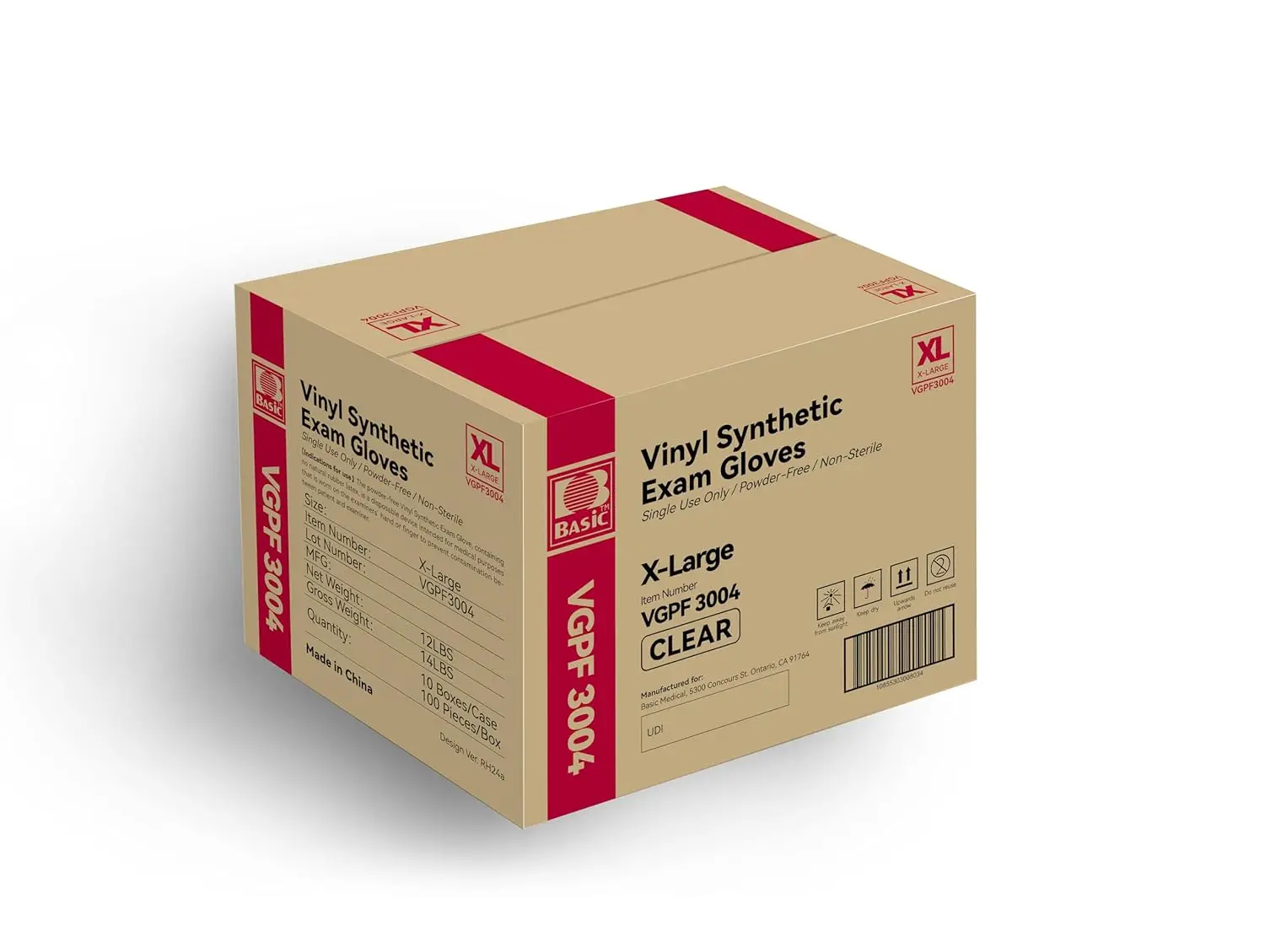 

Clear Vinyl Exam Gloves, Latex-Free & Powder-Free, Extra-Large, Pack of 1000 for Medical Use