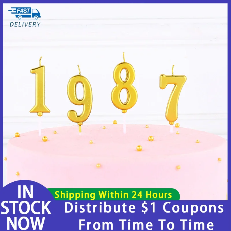 New Gold Digital Candle Birthday Number Cake Candle Drop Ship 0 1 2 3 4 5 6 7 8 9 Cake Girls Boys Baby Party Supplies Decoration