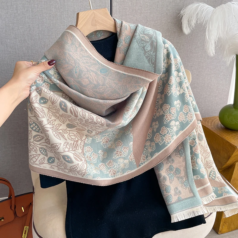 2024 Winter Cashmere Scarf Women Design Outdoor Warm Pashmina Blanket Scarves Female Shawl Wraps Thick Foulard Bufanda