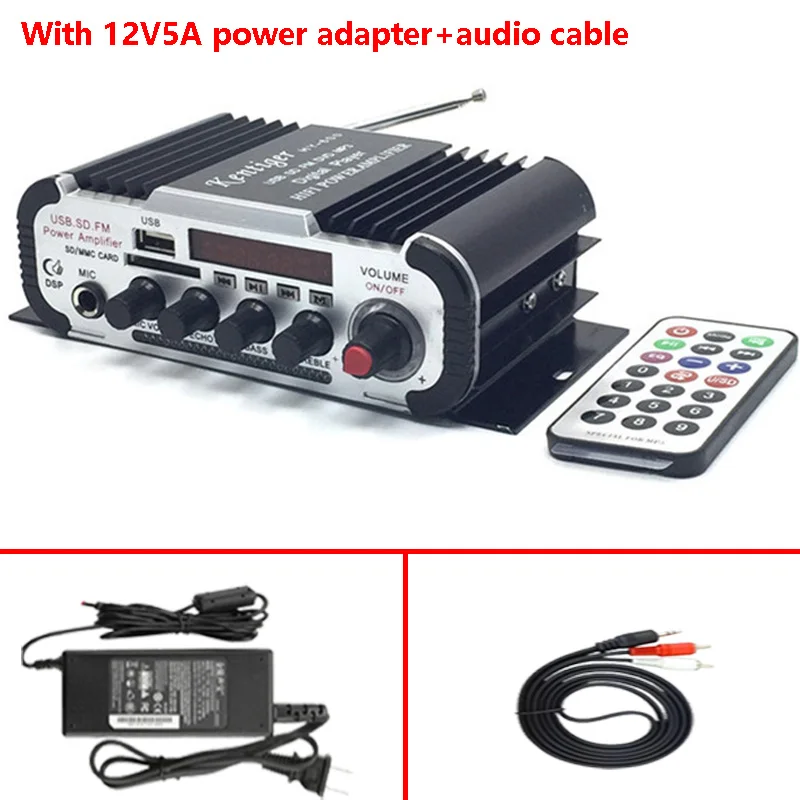 HY-600 Support 6.5mm Microphone Mini Karaoke Amplifier Audio DC 12V USB\SD MP3 Player DAC FM Radio Power Amplificador