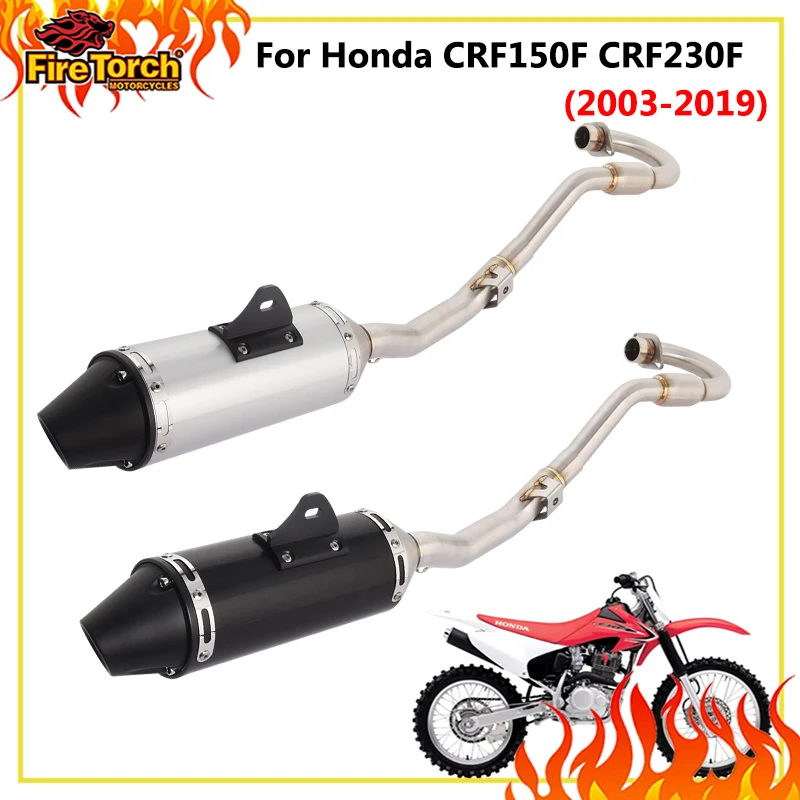 Motorcycle Full Systems Exhaust Slip On For CRF150F CRF230F CRF 150 230 2003-2019 Front Link Pipe Escape Muffler Header Tube