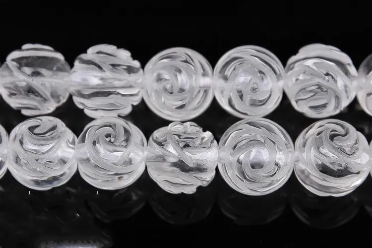 loose beads white Crystal carved round flower 8mm 10mm 12mm nature  for making jewelry necklace 38cm FPPJ wholesale