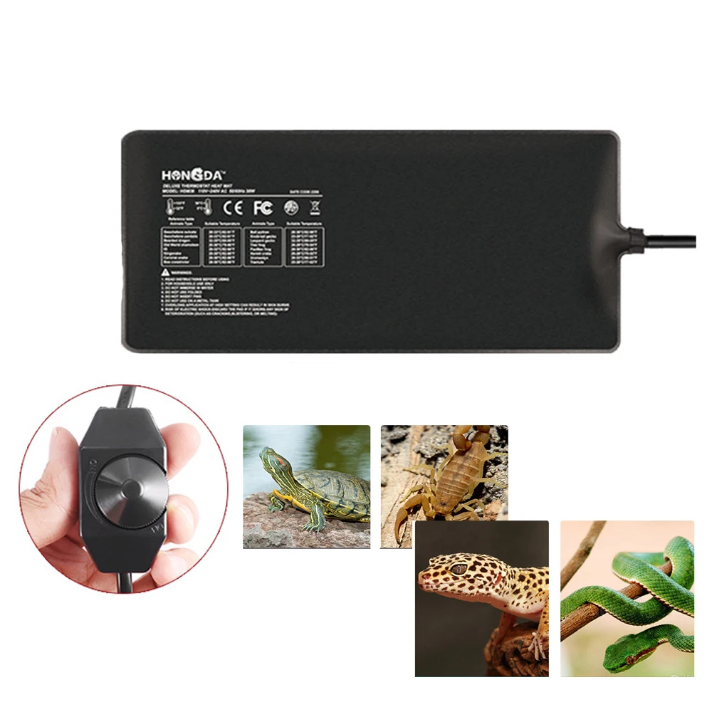 6-36W Terrarium Reptiles Lizard Heat Mat Climbing Pet Heating Warm Pads Intelligent Adjustable Temperature Controller Mats US EU