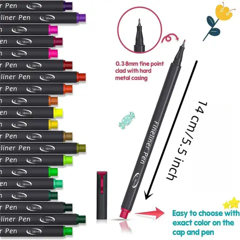 12-100pcs 다채로운 라인 드로잉 펜 세트 마이크로 팁 Fineliner 펜 드로잉 그림 스케치 미술 마커 사무실 학교 문구